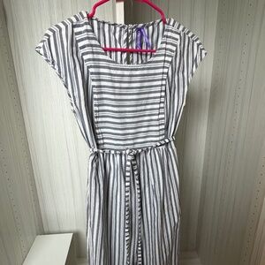 Seraphine Gray Striped Midi Dress